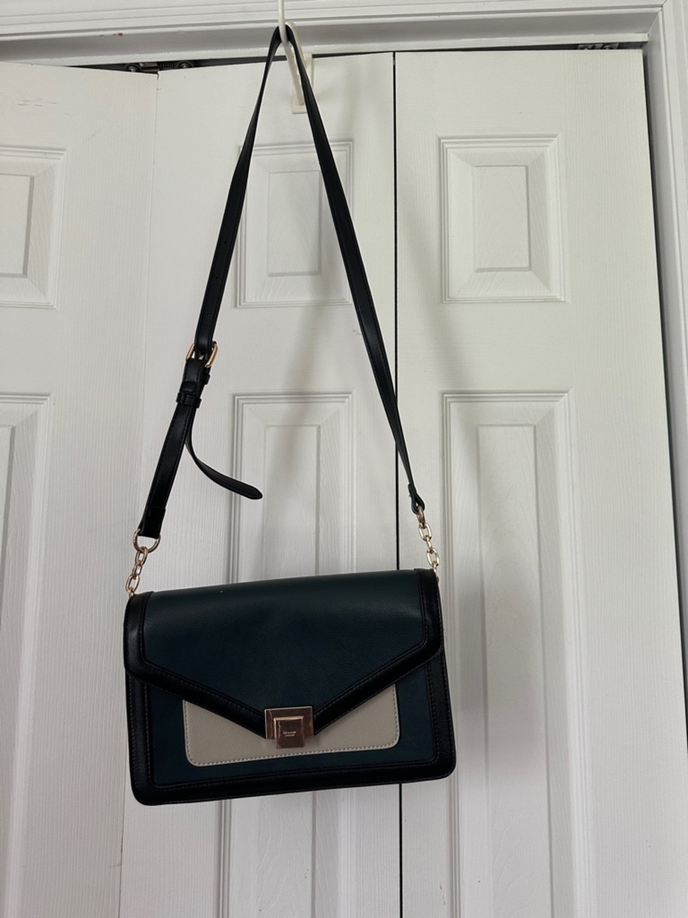 Dune London Dark Green & Cream Colorblock Crossbody Bag